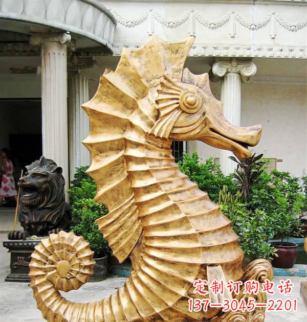 湖北公园喷水海马铜雕