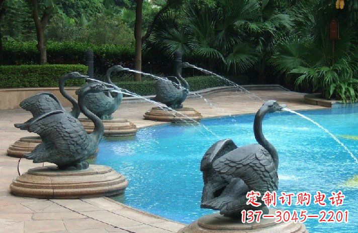 湖北精美雕刻的天鹅喷泉雕塑