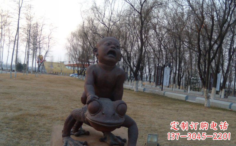 湖北中领雕塑铸造的可爱萌趣青蛙铜雕