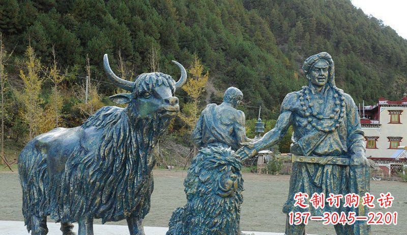 湖北中领雕塑定制牦牛景观铜雕