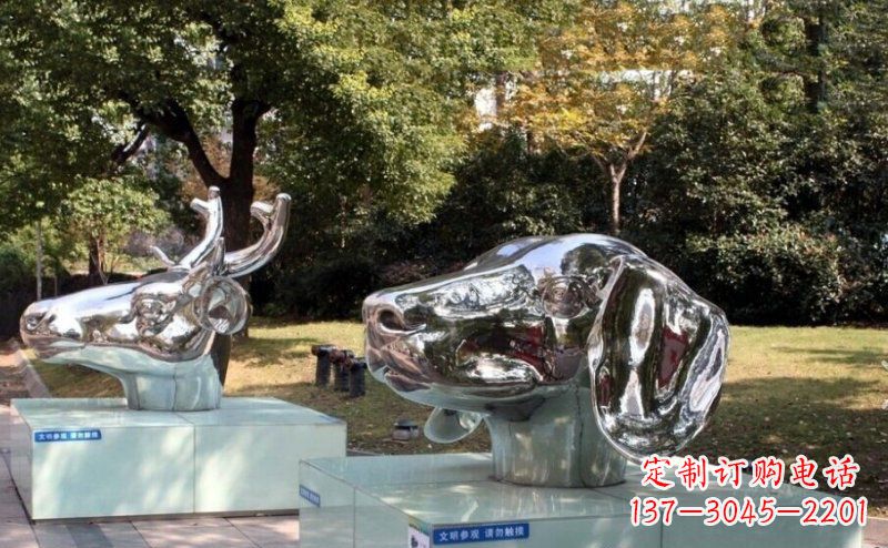湖北不锈钢十二生肖头像雕塑