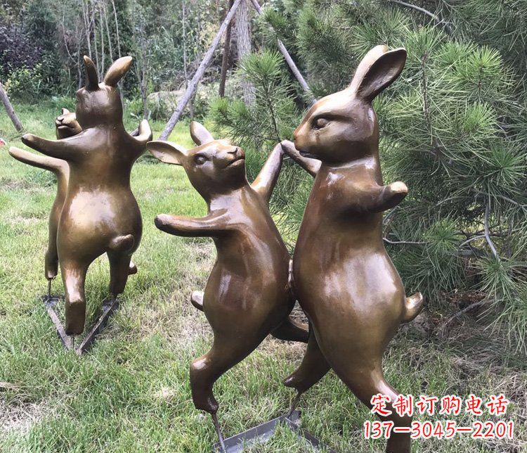 湖北铜雕奔跑兔子动物雕塑