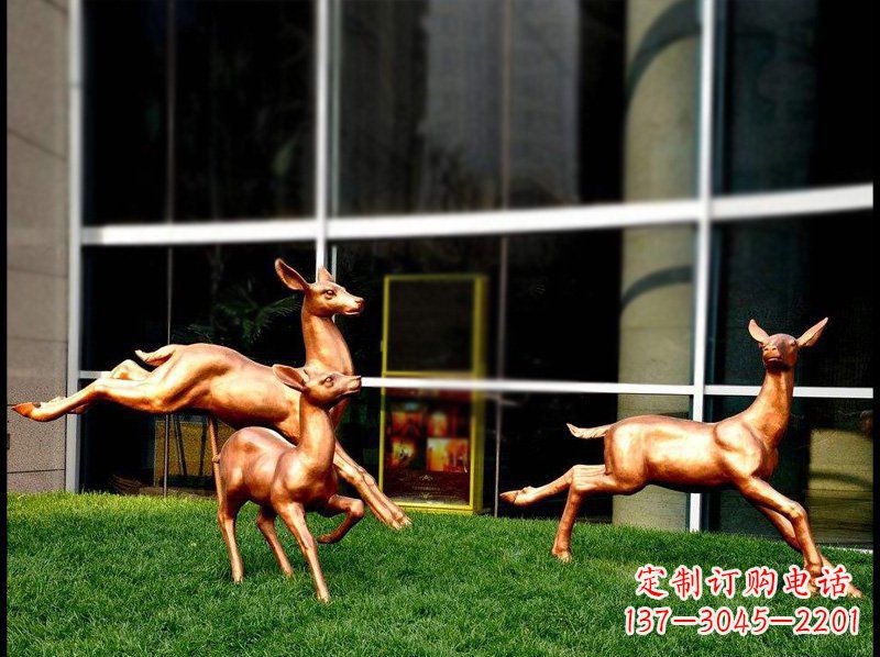 湖北精美青铜动物雕塑——小鹿奔跑