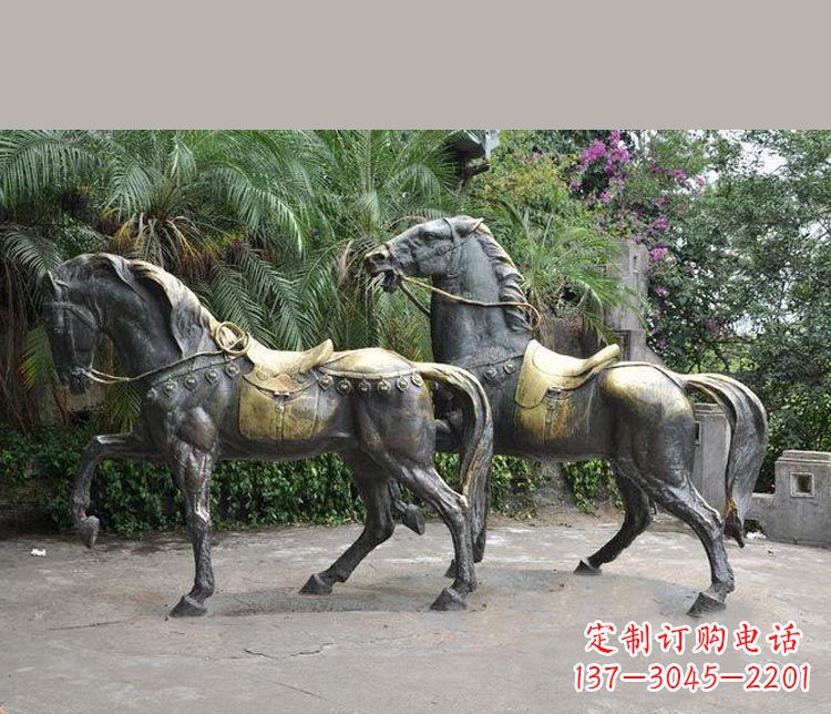 湖北3米大型精美纯铜马鞍雕塑
