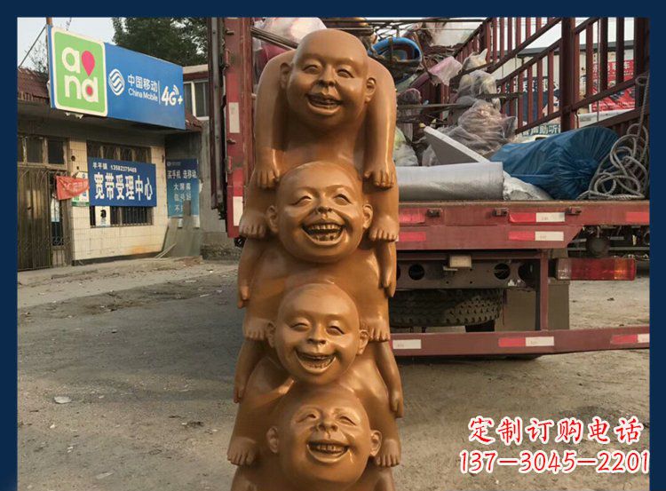 湖北公园铜雕罗汉小和尚人物雕塑