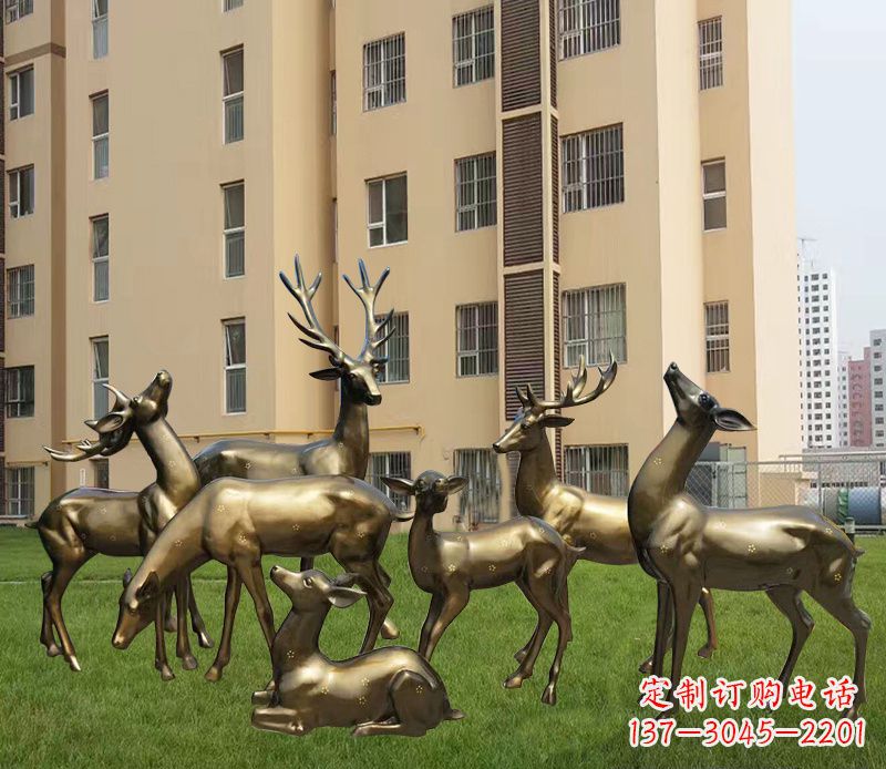 湖北公园铜雕梅花鹿