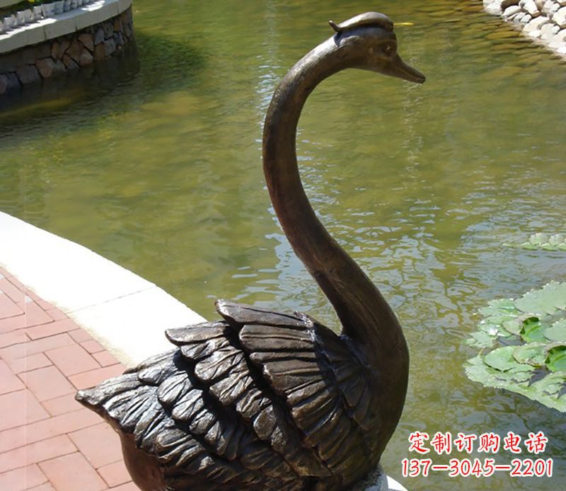 湖北公园装饰铜天鹅喷泉雕塑