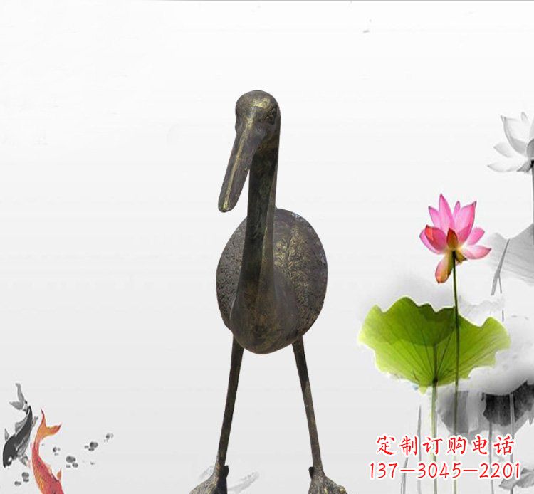 湖北公园铜雕仙鹤动物雕塑