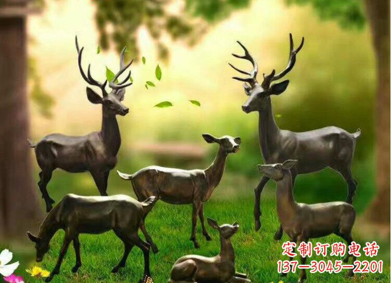 湖北公园铜雕阳光小鹿动物雕塑