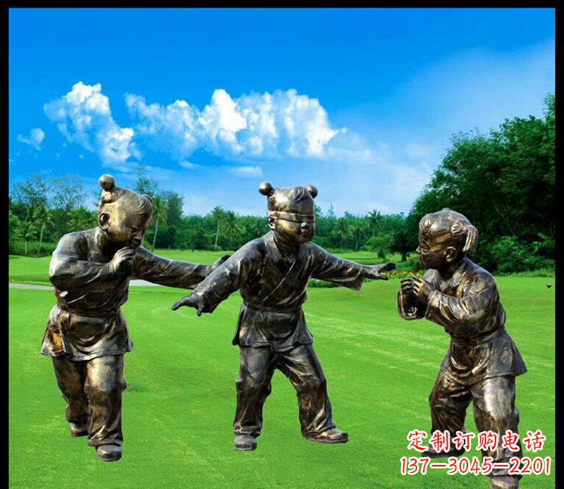 湖北精致的儿童铜雕造型，增添公园乐趣