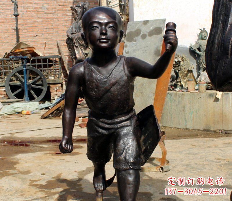 湖北打造完美的小孩铜雕,让童趣活跃