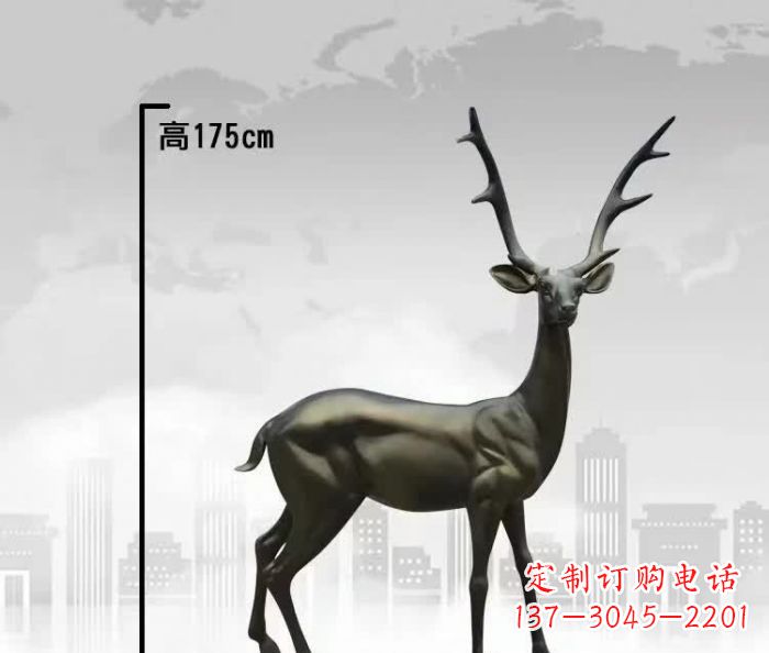 湖北精致优雅的铜制公园小鹿雕塑