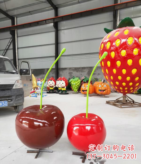 湖北领雕塑玻璃钢仿真樱桃水果雕塑