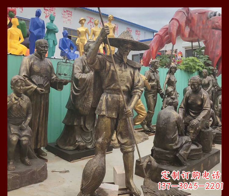 湖北新中式鸬鹚铜雕塑