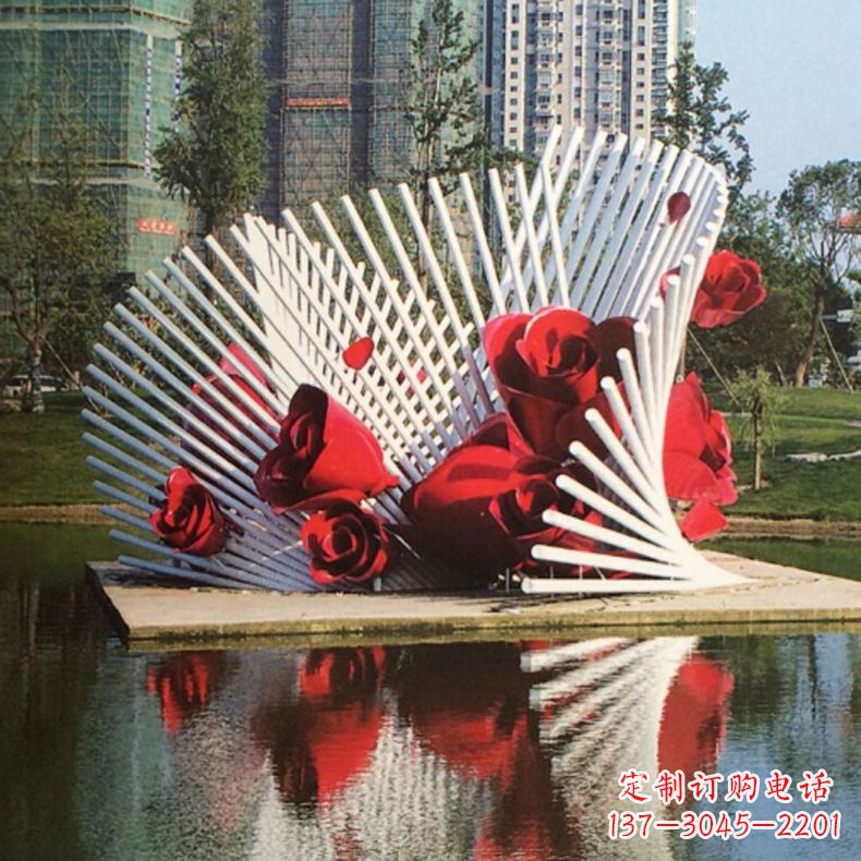 湖北玫瑰之美，不锈钢艺术雕塑