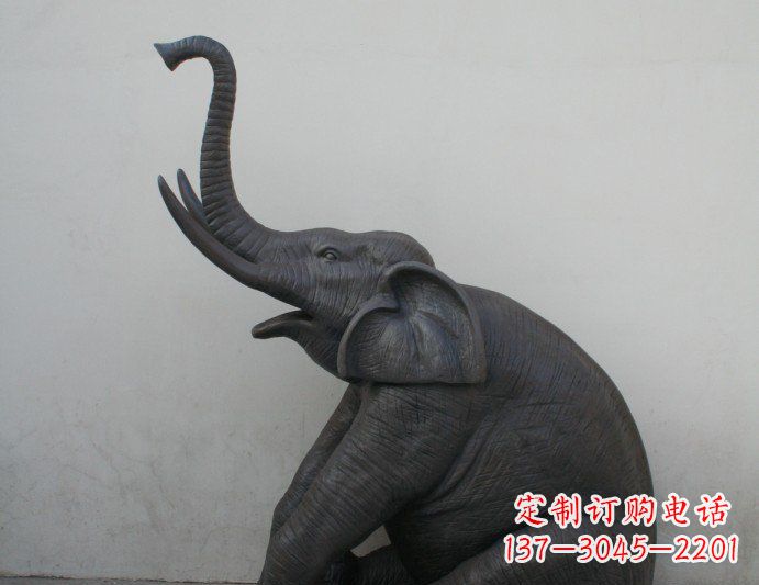 湖北铜雕大象喷水动物塑像