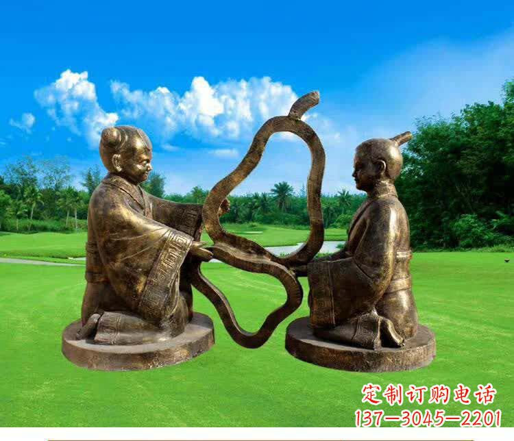 湖北古代孔融让梨人物铜雕
