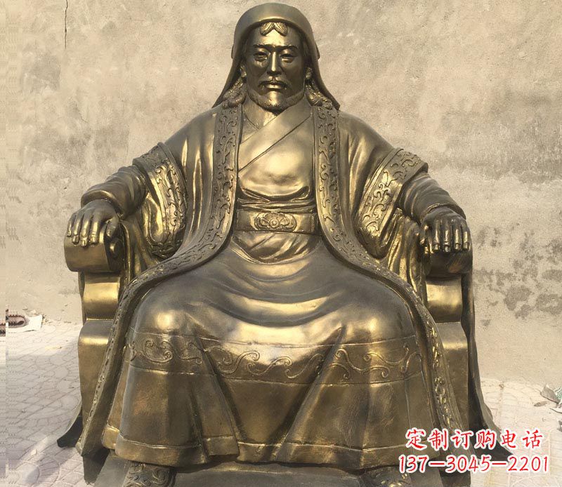 湖北展现历史荣光的成吉思汗铜雕