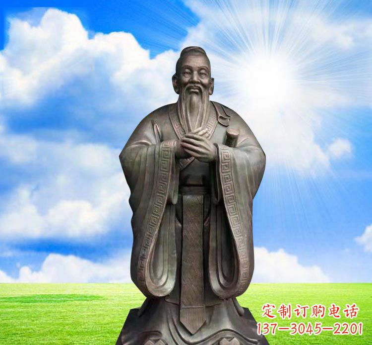 湖北古代名人孔子行教像铜雕