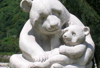 湖北公园装饰熊猫石雕