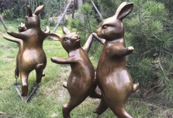 湖北铜雕奔跑兔子动物雕塑