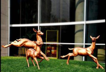 湖北精美青铜动物雕塑——小鹿奔跑
