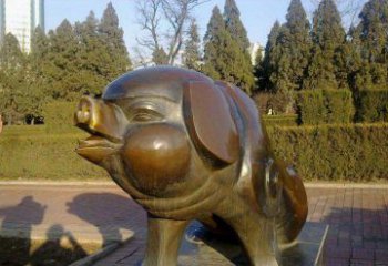 湖北定制公园猪铜雕