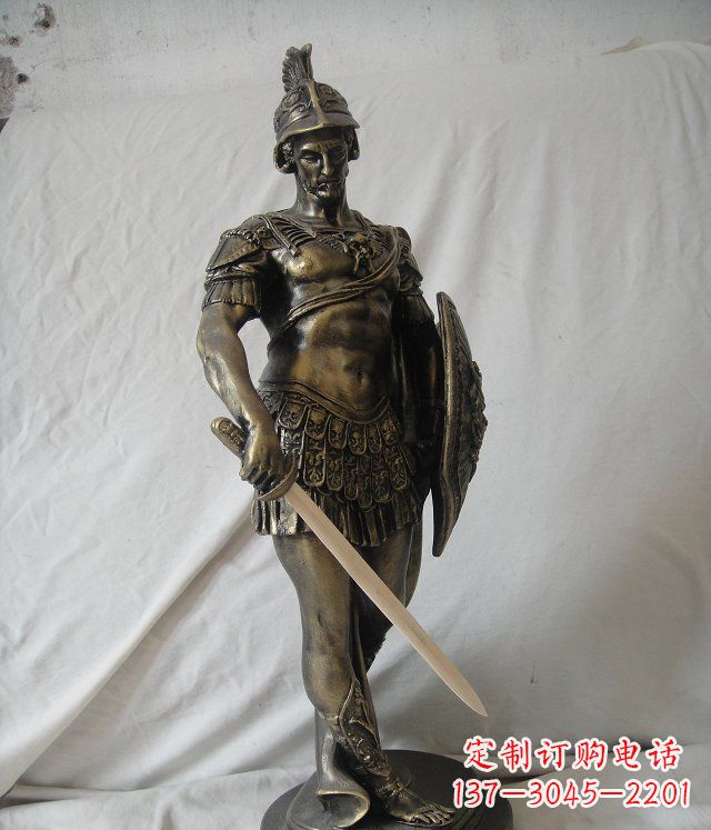湖北古罗马战士玻璃钢仿铜人物雕塑