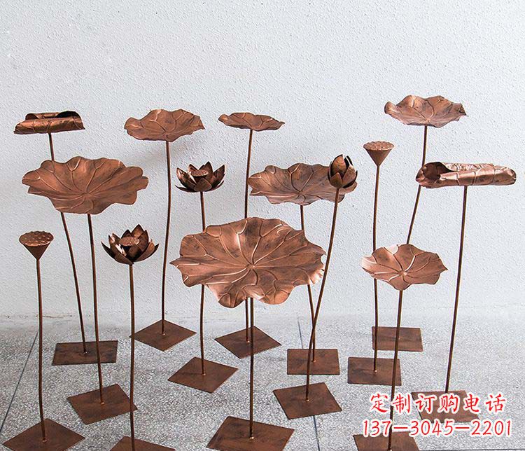 湖北精美古铜色荷花不锈钢雕塑