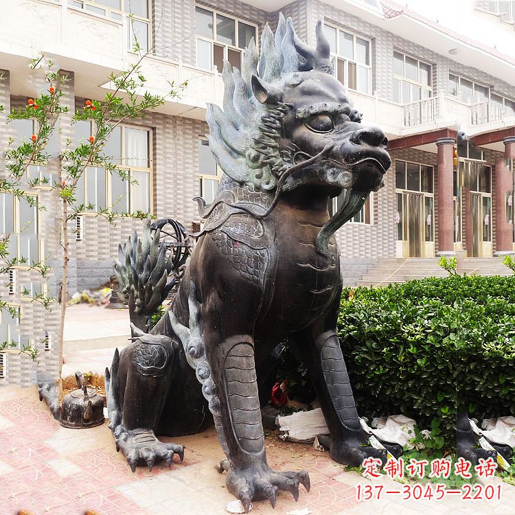 湖北古铜色镇宅铜麒麟