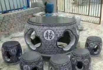 湖北风格独特的鼓式仿古石桌凳石雕