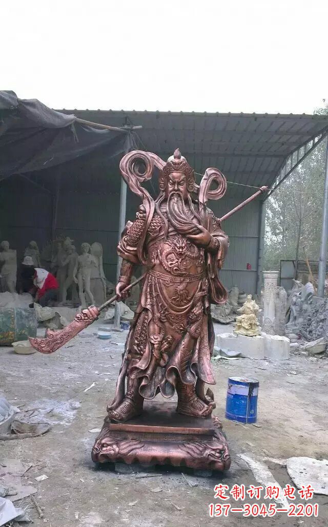湖北关公红铜人物铜雕