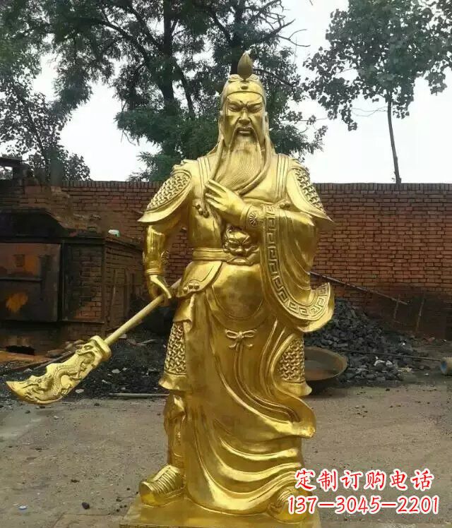 湖北关公提刀武财神铜雕 (5)