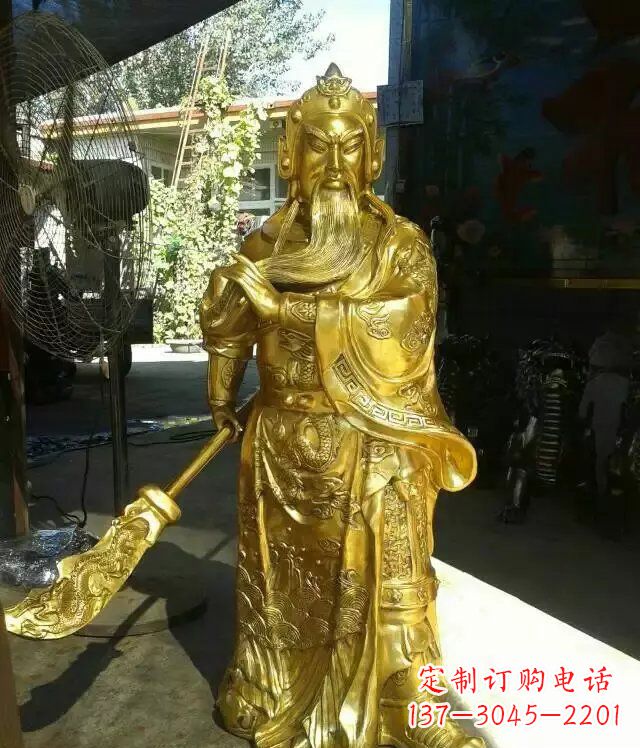 湖北关公提刀武财神铜雕 (6)