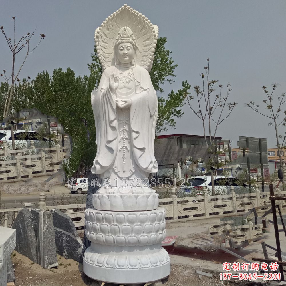 湖北观音菩萨汉白玉石精美雕塑