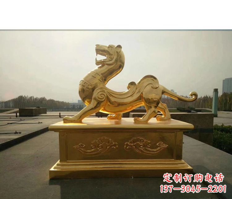 湖北广场白虎神兽铜雕