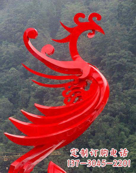 湖北广场不锈钢彩色凤凰雕塑