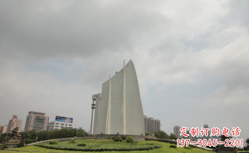 湖北广场不锈钢抽象船帆雕塑 (2)