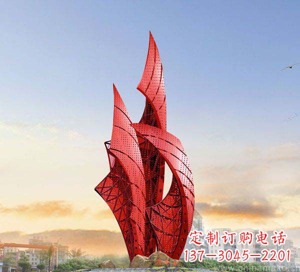 湖北广场不锈钢抽象船帆雕塑