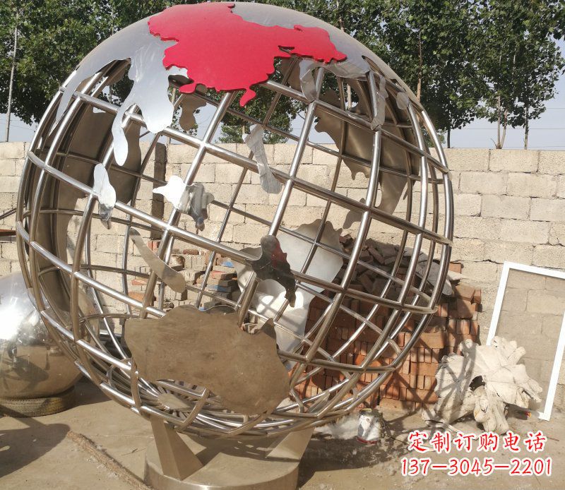 湖北广场不锈钢抽象地球雕塑