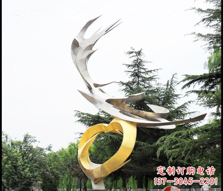 湖北广场不锈钢抽象凤凰摆件雕塑