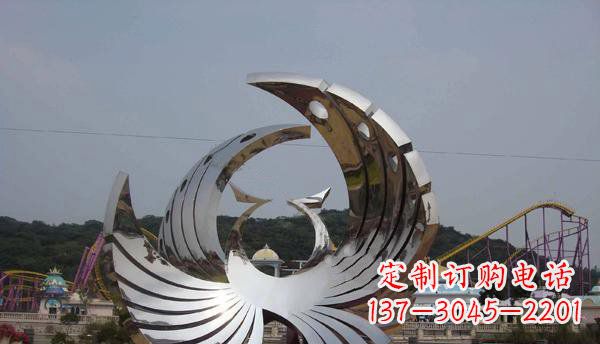 湖北广场不锈钢抽象凤凰雕塑 (2)