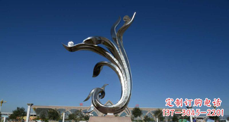 湖北优雅迷人的不锈钢抽象凤凰雕塑
