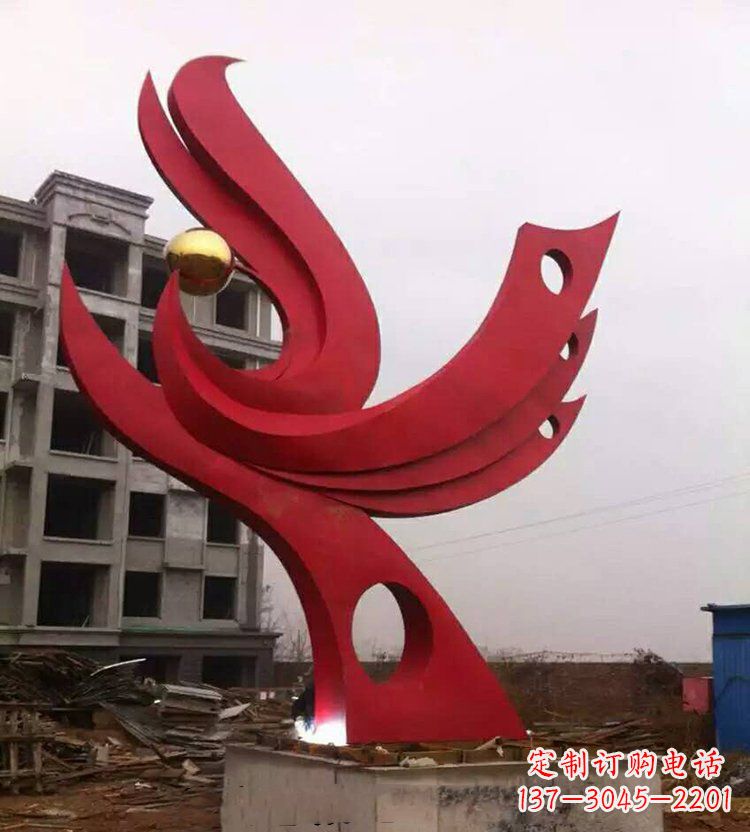 湖北全新抽象凤凰不锈钢雕塑