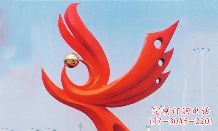 湖北新中领雕塑-不锈钢抽象凤凰雕塑