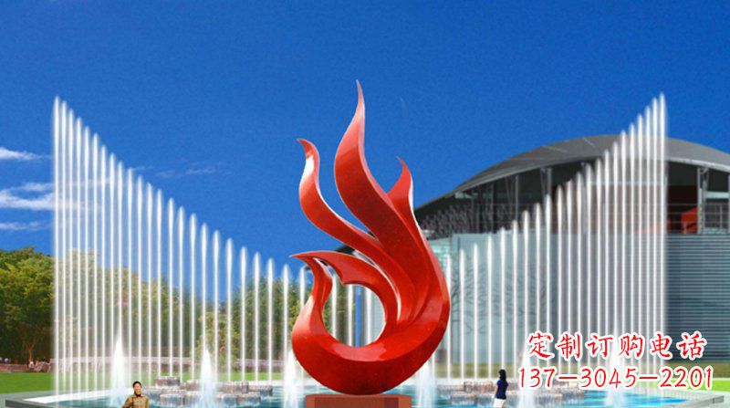 湖北广场不锈钢抽象凤凰景观雕塑