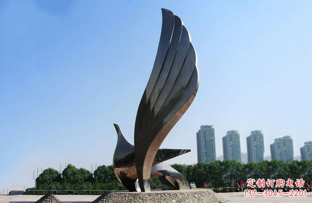 湖北广场不锈钢抽象鸽子雕塑