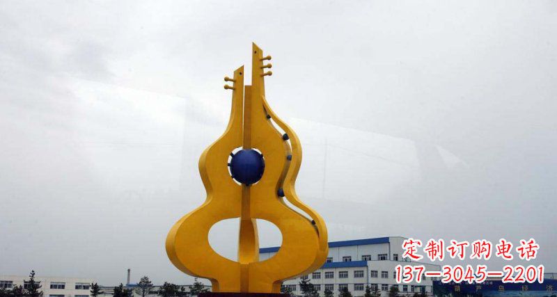 湖北中领雕塑：葫芦琵琶不锈钢雕塑