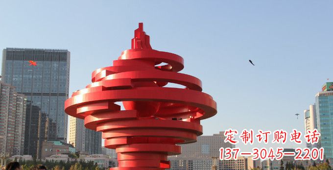 湖北广场不锈钢抽象火炬雕塑