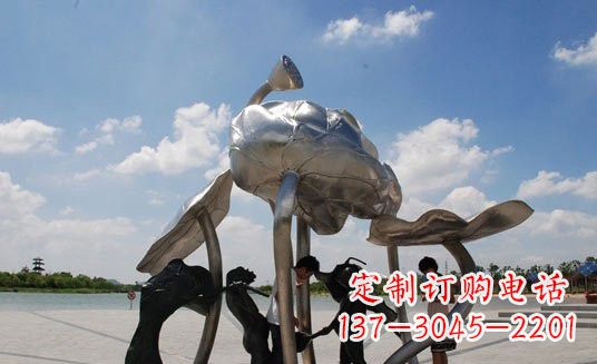 湖北不锈钢仿真莲花莲叶雕塑
